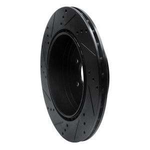 Subaru BRZ Brake Rotor (1) - Rear Right - R1 Concepts - Drilled & Slotted - Black - `17-`25